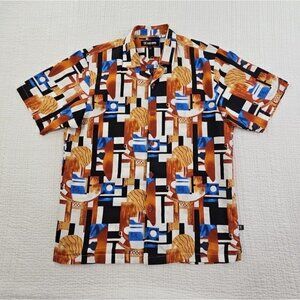 Stacy Adams Linen Blend Shirt Men's L Large Short Sleeve Button-Up Resortwear